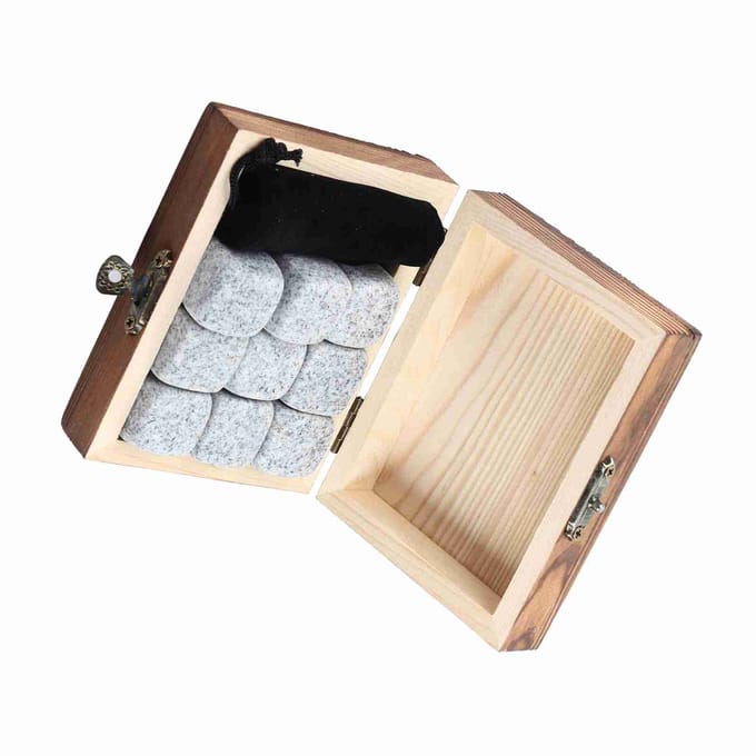 9 Stuks Whisky Wijn Koelstenen Set Home Drankkoeler Stenen Rotsen Houten Doos Sesamwit wit