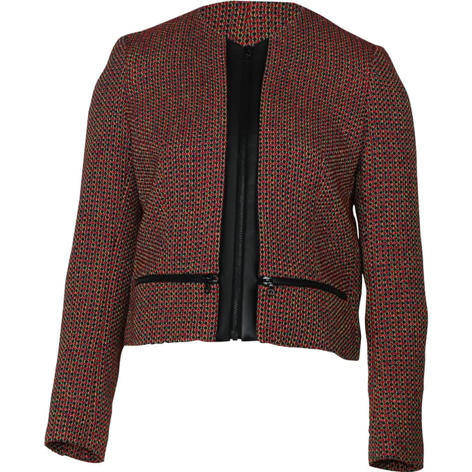 Sandro Paris tweed blazer en rok set in rode katoen