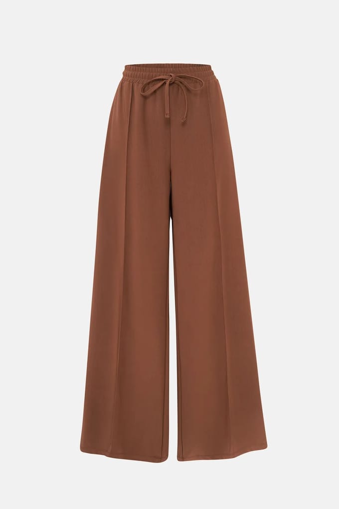 Brede Pijpen Elasthaan Taille Jersey Broek