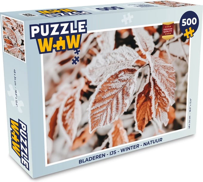 Puzzel Bladeren - IJs - Winter - Natuur - Legpuzzel - Puzzel 500 stukjes