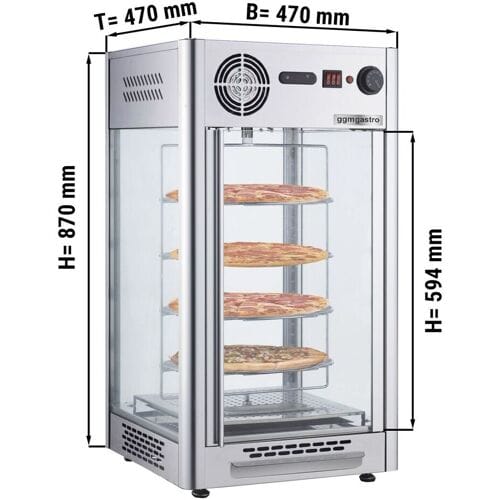 GGM Gastro Warmhaltevitrine - 470mm - 1,2 kW - mit 4 Ebenen - Edelstahl Zilver