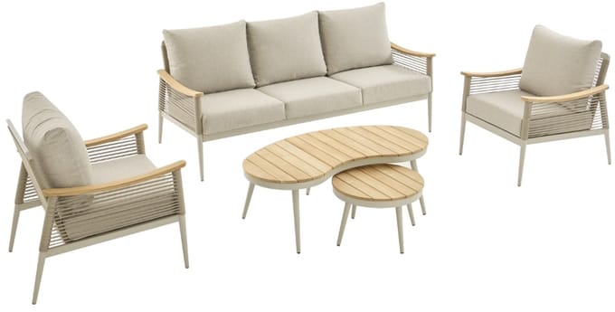 Selena Loungeset - Tuinset - 5 Delig - 5 Zitplaatsen - Aluminium Frame- Beige