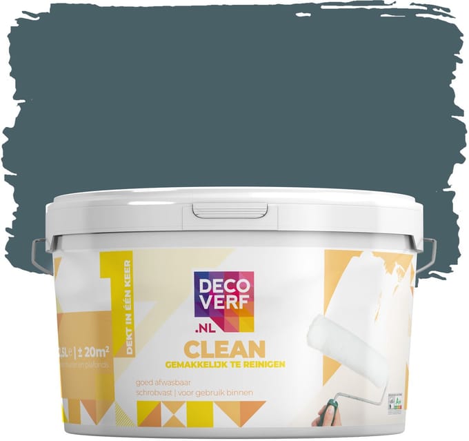 Decoverf clean muurverf petrolblauw, 2.5L