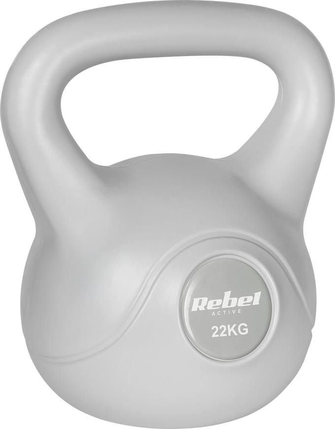 Rebel Active Serie - Bitumen Kettlebell - 22kg - Ergonomische Handgreep - PVC Bescherming