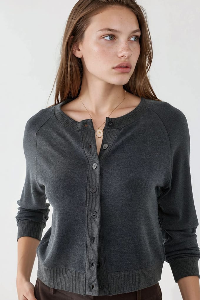Ronde hals knoop cardigan