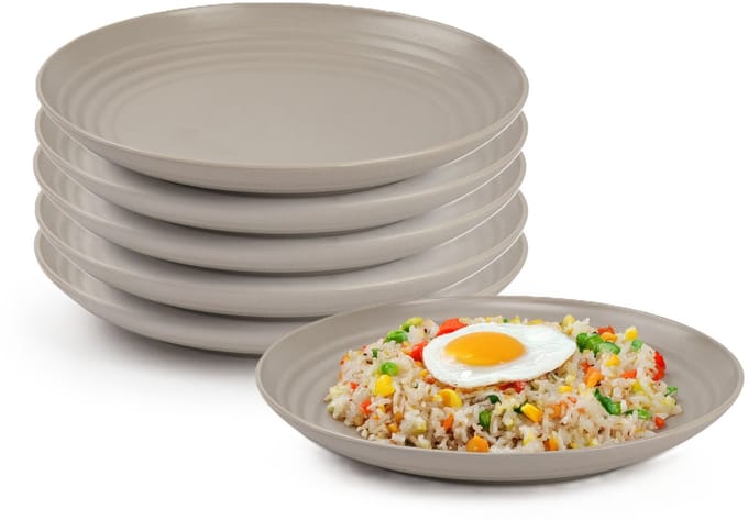 Plasticforte Rond bord/camping bord - 8x - D20 cm - taupe - kunststof - onbreekbaar - servies