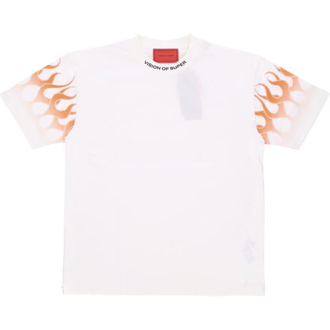 Flames Tee Heren T-shirt gebroken wit/oranje