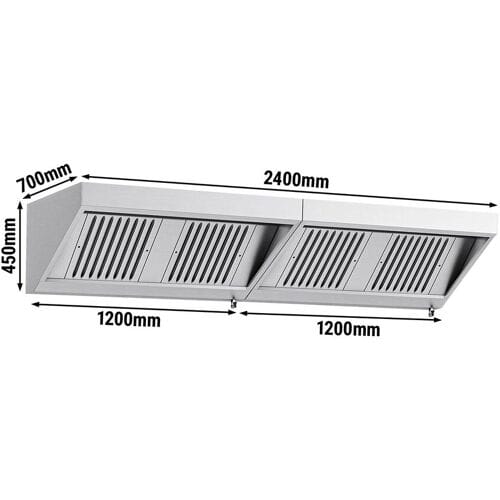 GGM Gastro Wandhaube - 2400mm - mit Filter & Lampe