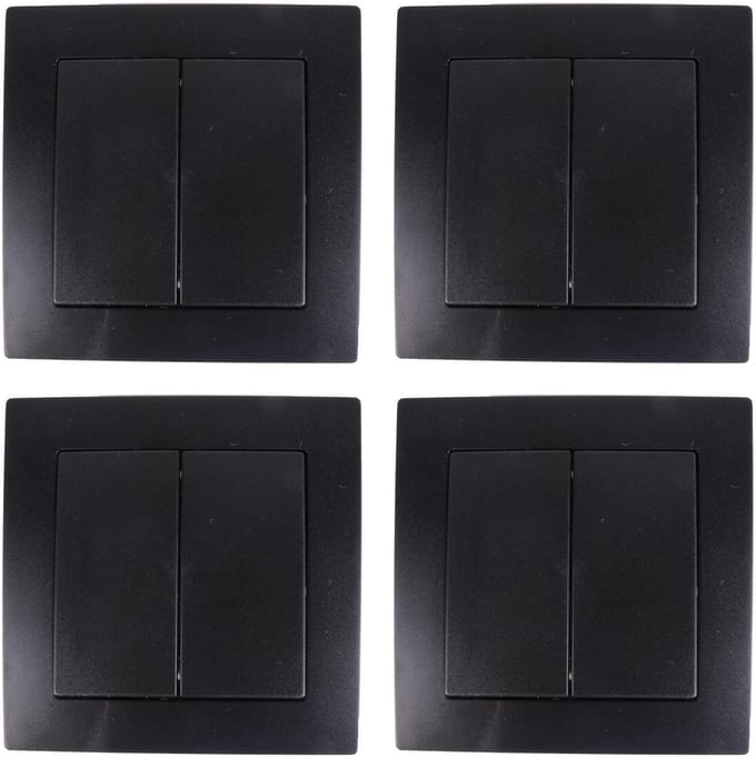 Benson Inbouw wisselschakelaar dubbel - 4x - zwart - 250V 10A - WCD
