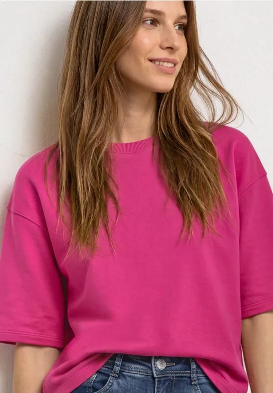 Sweatshirt met korte mouwen en ronde hals