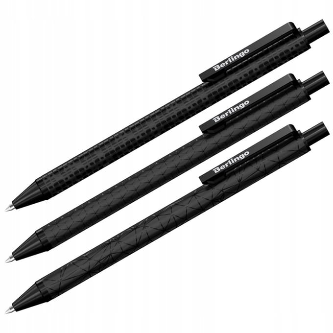 Berlingo DoubleBlack Automatische Pen, Blauwe Inkt, 0.7mm