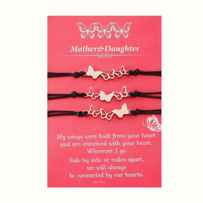Vriendschapsarmbandjes voor 3 met Vlinders - Moeder/Dochter - Moeder Cadeau - Pax Amare