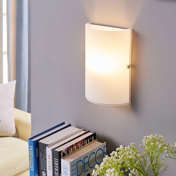 Lindby - wandlamp - 1licht - metaal, glas - H: 25 cm - E14 - gematteerd