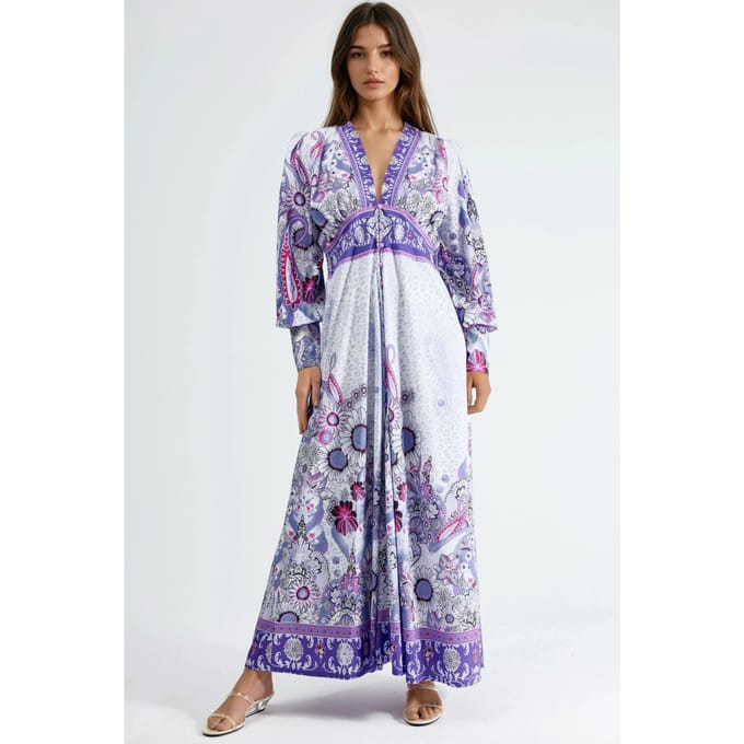 Bloemen Maxi-jurk met Paneelontwerp