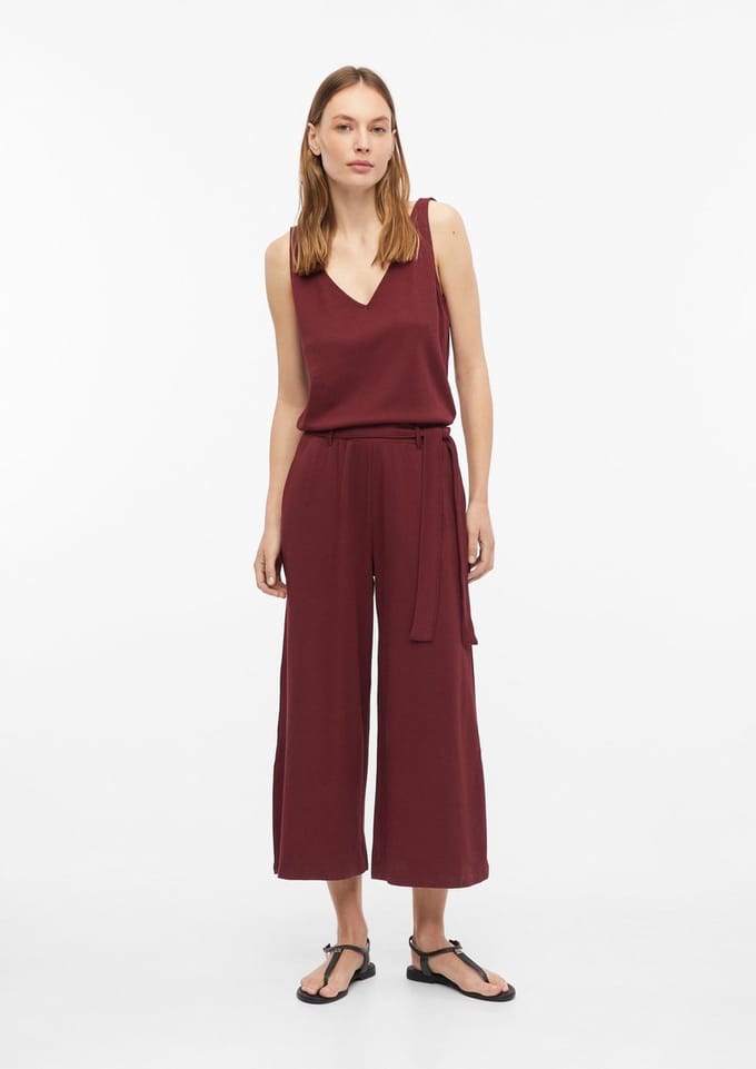 Mouwloze jersey interlock zachte jumpsuit met riem voor vrouwen s.Oliver