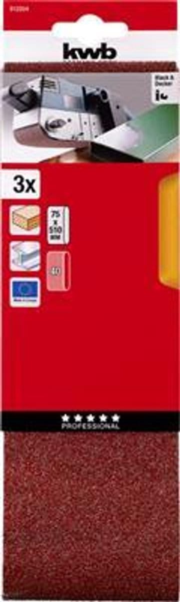 kwb 912304 Schuurbandset Korrelgrootte (num) 40 (l x b) 510 mm x 75 mm 3 stuk(s)