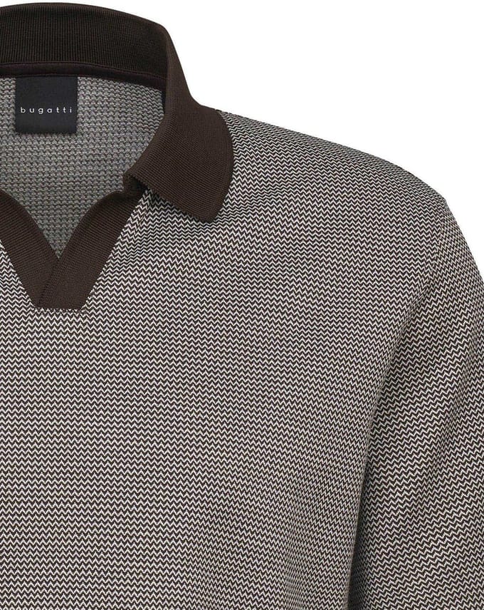Bugatti poloshirt korte mouw bruin