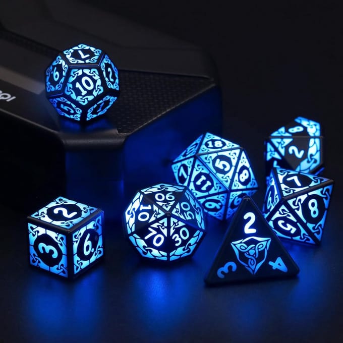 Oplaadbare LED Dobbelstenen Set voor Rollenspellen en Bordspellen