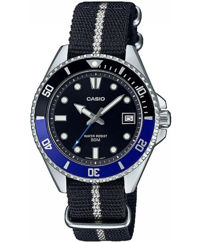 Casio Casio Collection MDV-10C-1A2VEF Horloge - Textiel - Zwart - Ø 36 mm