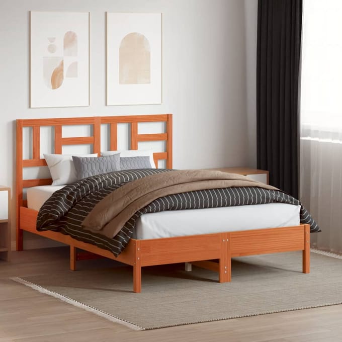 vidaXL Hoofdbord 160 cm massief grenenhout wasbruin