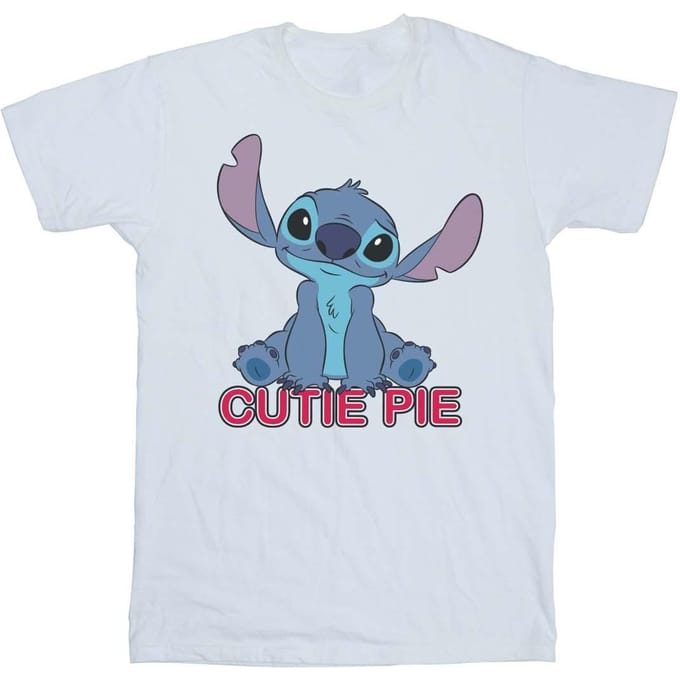 Disney Meisjes Lilo en Stitch Stitch Cutie Pie Katoenen T-shirt (Wit)