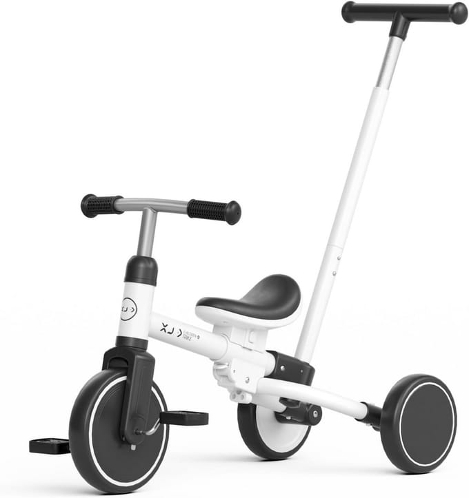 Peuter Driewieler - Loopfiets Balansfiets - Leren Fietsen - 5-in-1 Multifunctioneel - 34.8 x 19.56 cm - Wit