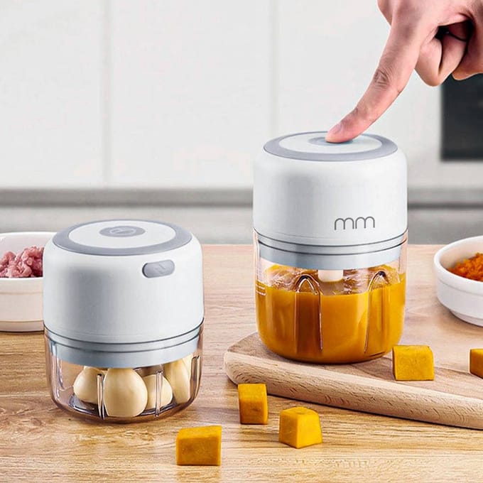 MikaMax Rechargeable Food Processor - Draadloze, Oplaadbare Hakmolen met 200/300 ml Bekers