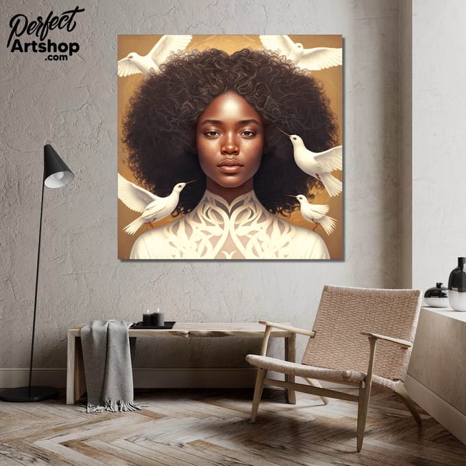 PEACE AND LOVE1: 80x80cm Aluminium. Decoratie - Afrika - Modern - Aards - Kunst