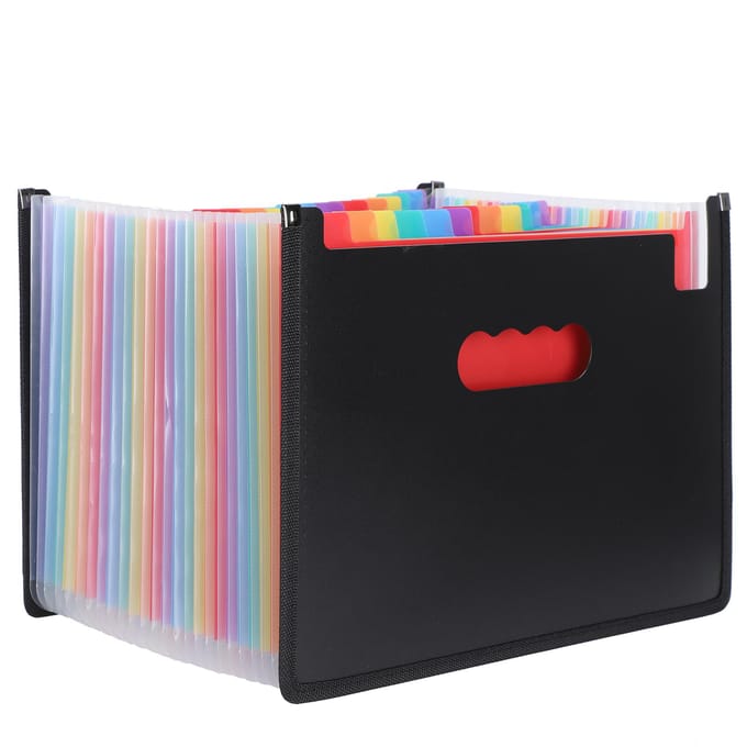 Dossier Rétractable Portable 24 Compartiments Organiseur Accordéon Extensible Fournitures Scolaires blue