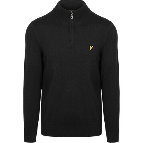 Lyle & Scott Half Zip Pullover Merinowol Zwart - Maat XXL - Heren - Quarter zip
