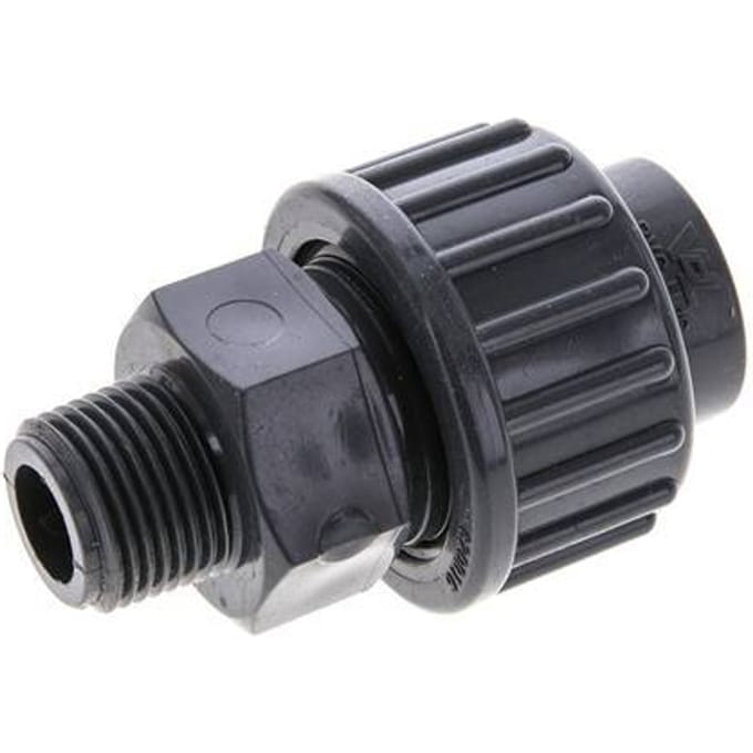 PVC Rechte Lijmmof 16mm x Buitendraad R 3/8 '' EPDM