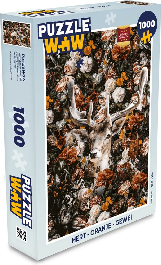 Puzzel Hert - Oranje - Gewei - Legpuzzel - Puzzel 1000 stukjes volwassenen