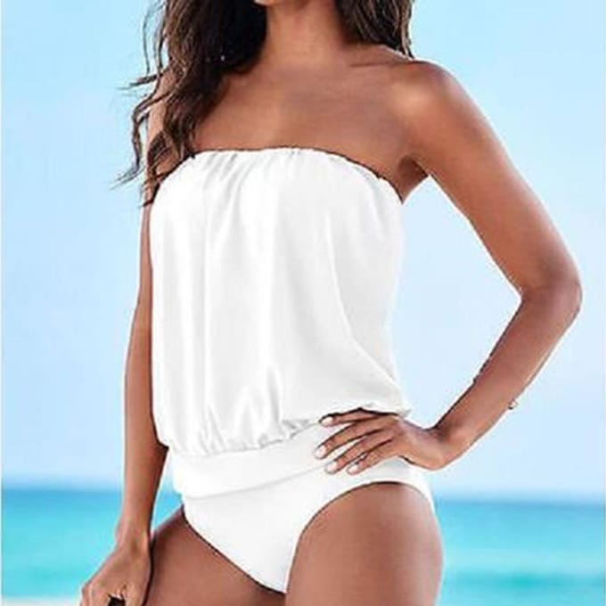 Dames HOT Zwempak Strand Monokini Badpak Badkleding Bikini 2XL wit