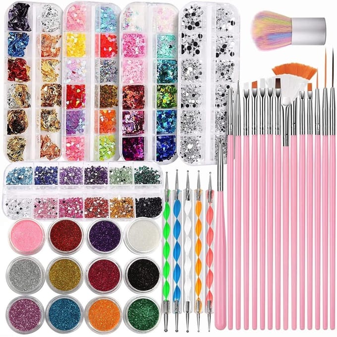 Nagel Art Set - Met Penseels, Dotting Pens & Versieringen - Complete Set