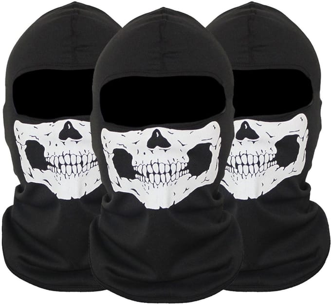 Set van 3 Ghost Skull Balaclava Masks voor Halloween en Cosplay