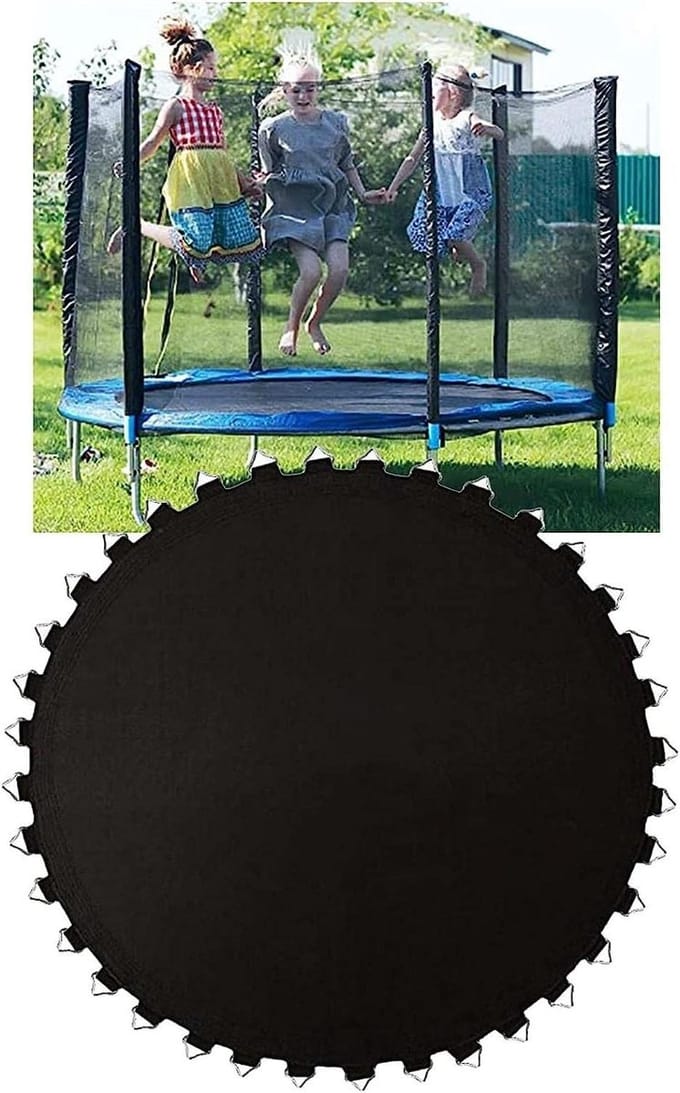 Trampoline Springdoek - Vervangend Mat - Buiten Spelen - UV-Bestendig - 8ft (42 gespen) - Zwart