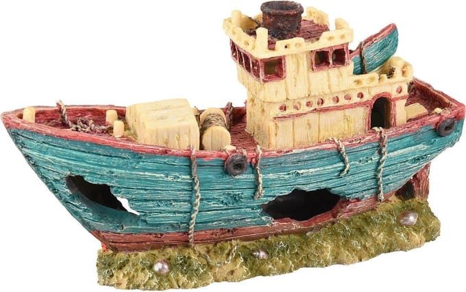 Aquarium Ropa scheepswrak - Blauw - 28 x 9 x 15 cm