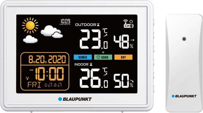 Blaupunkt - Weerstation met hygrometer / luchtdruk / voorspelling - Wit
