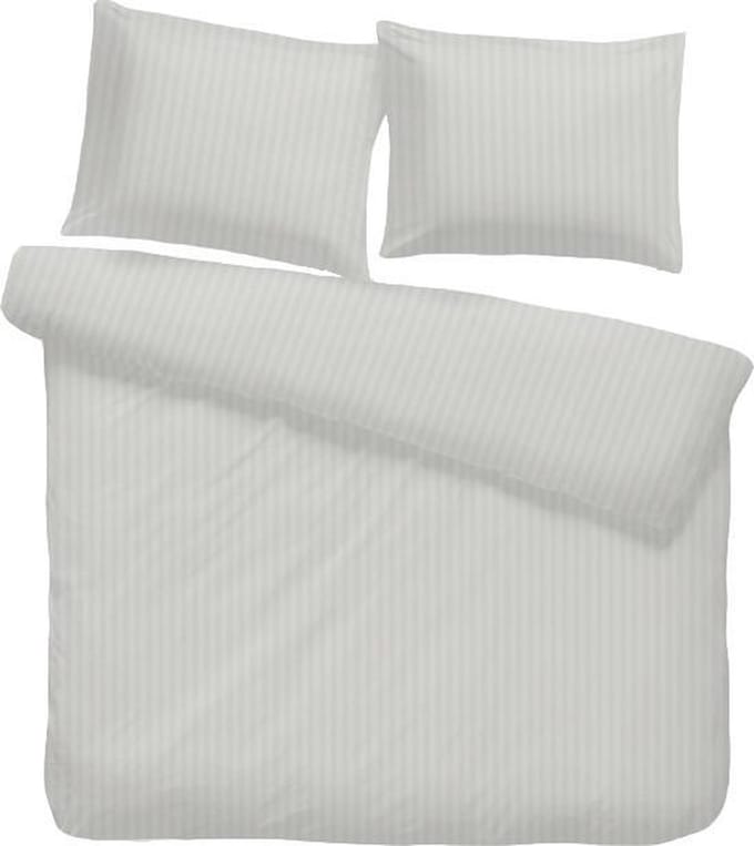 iSleep Satijnstreep Dekbedovertrek - Eenpersoons - 140x200/220 cm - Zilver