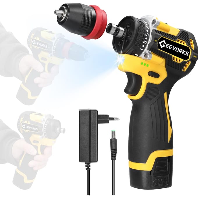 Geevorks 16.8V 2in1 lithiumboor elektrische schroevendraaier multifunctioneel elektrisch gereedschap 45Nm koppel 1pcs battery EU Plug