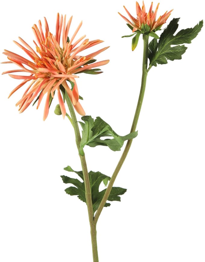 Viv! Home Luxuries Chrysant spinnekop - kunstbloem - oranje zalm - 60cm