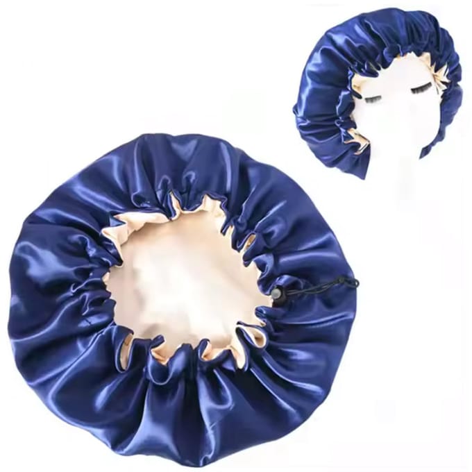 CHPN - Blauwe slaapmuts - Zachte slaap muts - Satijnachtig - Nachtmuts - Polyester - Haarbescherming