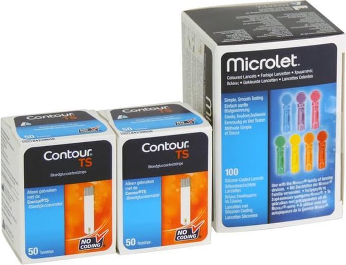 Contour TS bloedglucosestrips (2x50), Microlet lancetten (100)
