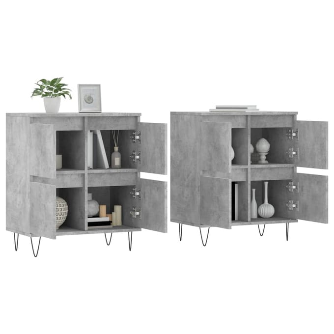 vidaXL - Dressoirs - 2 - st - bewerkt - hout - betongrijs