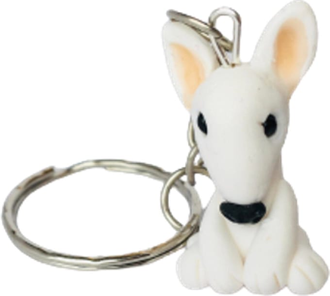 Bull Terrier witte hond - huisdier - gezelschapsdier - sleutelhanger - handgemaakt