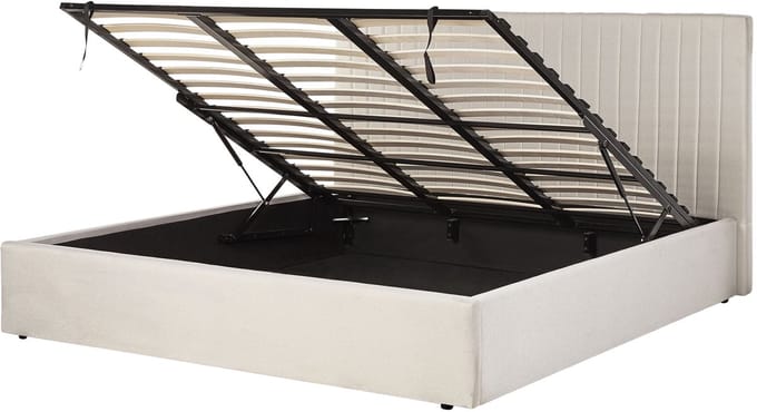 VION - Bed met opbergruimte - Beige - 180 x 200 cm - Polyester
