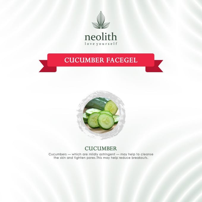 Gel Visage au Concombre Neolith || Éclaircissant, hydratant, éclat naturel || Sans paraben || 100g 100 ML vert