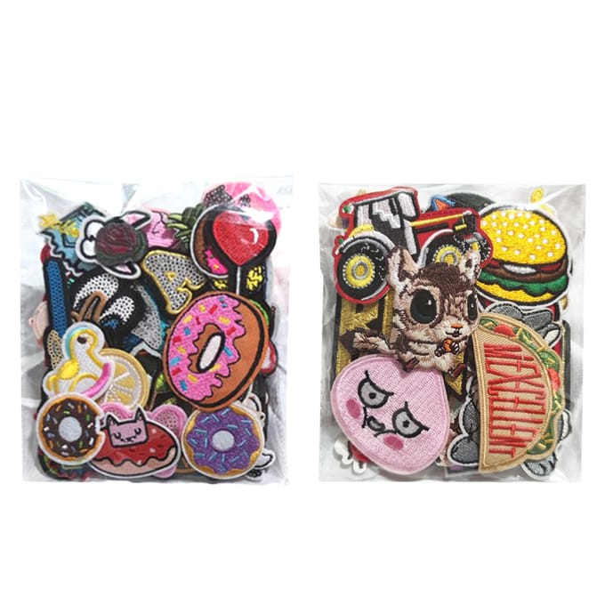 50 pièces Patch Brodé Mignon Dessin Animé Sûr Écologique Patchs à Coudre Patchs Fleurs pour Jupes black