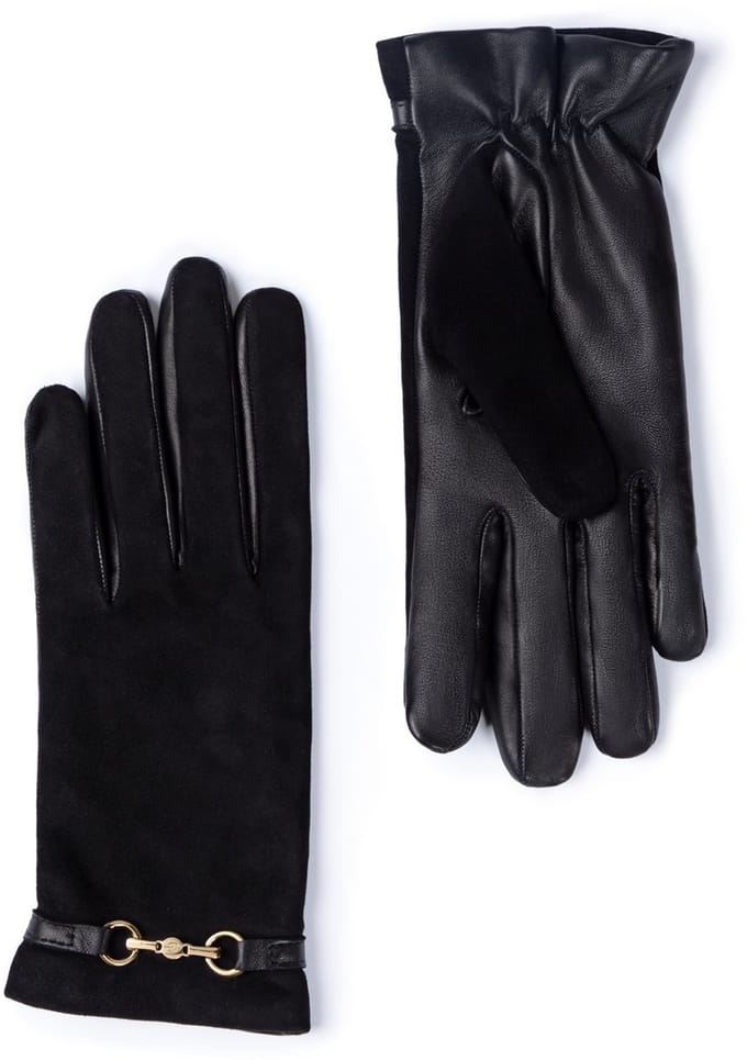 Isabel Bernard Honoré Marcelia black goatskin suéde leather gloves .5 - Zwart