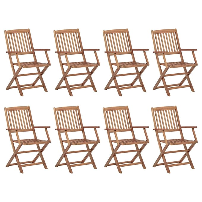 vidaXL - Inklapbare - stoelen - 8 - st - met - kussens - massief - acaciahout